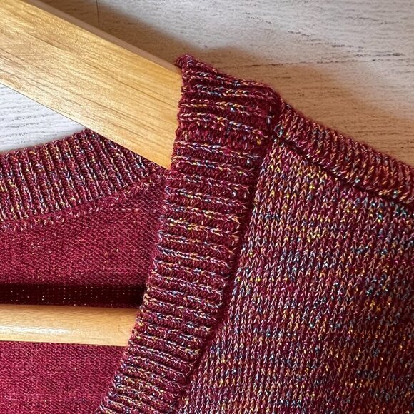 ModCloth Cardigan Womens Size Medium Burgundy Metallic Button Down Sweater - Picture 11 of 16